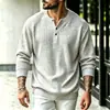 Camiseta base de punto acanalado estilo Henry europeo y americano estilo old money, camiseta de manga larga holgada para otoño e invierno, top holgado casual