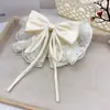 Pinza para el pelo de encaje con lazo romántico y dulce, Pinza de moda y versátil para coleta semi-recogida de chica, Pinza de pelo de alta gama
