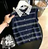 Chaleco con Rayas de Encaje, Solapa, Sin Mangas para Mujer, Estilo Verano, Corte Holgado, Adelgazante, Versátil, Prenda Exterior Ligera