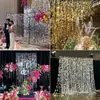 Cortinas de Hilo Colgantes con Marco de Fondo Dorado y Plateado, Accesorios de Boda, Cortinas de Puerta Perladas, Decoraciones de Techo para Bodas, Cortinas de Hilo Coloridas con Lentejuelas y Cuentas