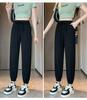 Pantalones Deportivos de Seda de Hielo Fina de Verano de 150 cm para Mujer 145 Pequeños de Cintura Alta Recortados al Tobillo Secado Rápido Pantalones Casuales para Sudar