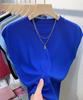 Suéter de Punto de Seda de Hielo para Mujer, Cuello Redondo Delgado, Nuevo Estilo de Verano, Simple y Versátil, Chaleco Superior sin Mangas de Color Sólido