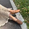 Zapatos de Mujer de Cuero de Vaca Vintage Costura Nueva Suela Plana Suave Superficie Suave Resistente al Desgaste Antideslizante Absorbente de Sudor Capa Superior de la Puntera