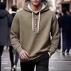 Sudadera de moda casual para hombre de algodón estilo chino para primavera y otoño, comercio exterior transfronterizo, con decoración de botones en el cuello, con capucha, estilo europeo y americano
