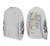 Versión Correcta de 25S Marca de Moda Corazón Cromado Algodón Puro de Doble Hilo de Alta Calidad Camiseta de Manga Larga Estampada para Hombre y Mujer