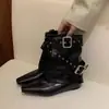 Hebilla de Cinturón de Chica Picante Americana Botas de Caña para Pantalón Puntiagudo para Mujer 2026 Otoño Nuevo Estilo Botines Western para Mujer Botas Adelgazantes para Mujer