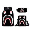 Mochila Escolar de Dibujos Animados Nuevo Tiburón Transfronteriza Bolso Cruzado para Niños Estuche de Lápices de Una Sola Capa para Niños Set de Tres Piezas Empezando por Una Pieza