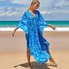 Robe de Férias à Beira-Mar Estilo Novo Europeu e Americano Saia de Praia Solta Tamanho Grande Saia Longa Saia de Biquíni Cobertura Camisa de Proteção Solar para Mulheres