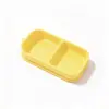 Plato de Cena Creativo de Silicona para Niños Estilo Ventosa Dividido Gran Capacidad Bebé Succión Fuerte Bebé Tazón para Comida Sólida con Tenedor Cuchara