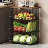 Prateleira de Armazenamento para Cozinha, Caixa de Lanches Doméstica de Chão, Cesta de Frutas e Legumes para Brinquedos na Sala de Estar, Carrinho de Legumes, Prateleira de Armazenamento Multicamadas