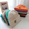Gorro de Invierno Transfronterizo para Mujer, Gorro de Punto, Estilo Coreano, Versátil para Estudiantes, Gorro de Punto Cálido con Letra S de Celebridad de Internet Harajuku, Gorro para Clima Frío