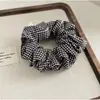 Estilo Coreano Retro Temperamento Tela a Cuadros Plisada Lazo para el Cabello de Intestino Grande Accesorios para el Cabello de Nicho Flor Accesorio de Cola de Caballo de Alta Gama Mujeres