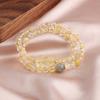 Citrina natural tallada gatito piedra lunar cristal de pelo fortuna dorada en tesoro pulsera de doble círculo regalo para amigas