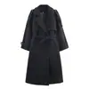 Comércio exterior inverno 2025 novo estilo europeu e americano moda feminina elegante casaco de abotoamento duplo com cinto 1255892