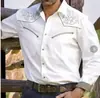 Exportación Europea y Americana Nuevo Estilo 2025 Nueva Moda Tendencia Casual Simple Estilo Vaquero Impresión 3D Camisa de Manga Larga para Hombre