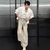 Jeans de mezclilla lavada estilo retro americano para hombre, pantalones de otoño de pierna recta, pantalones holgados de pierna ancha ligeramente acampanados de alta costura