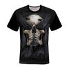 Verão Comércio Exterior Caveira Nova Tendência Masculina Agressiva Manga Curta Camiseta 3D Estilo Quente Tamanho Grande Camiseta Manga Curta Transfronteiriço