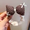 Goma para el pelo con lazo de tela para niñas, Banda elástica vintage de lunares y flores, Alta elasticidad, Suave con el cabello, Accesorio diario para el cabello de bebé