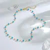Cadena para Clavícula de Perlas Transfronteriza Europea y Americana para Mujer, Collar Simple Retro de Turquesa, Joyería Hecha a Mano Estilo Europeo y Americano Transfronterizo