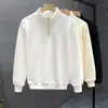Suéter com gola alta e zíper parcial cor sólida design de nicho senso de tendência rufião bonito juventude outono e inverno novo suéter para meninos tendência