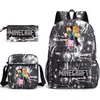 Mi mochila escolar mundial de tres piezas con estampado, gran capacidad, bolsa de lona para computadora para exteriores para estudiantes de secundaria