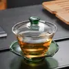 Taza de Té con Tapa de Vidrio Juego de Té Kung Fu Tetera Transparente Engrosada Cuenco Grande para Servir Té Hecho a Mano para Uso Doméstico