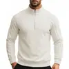 Moletom esportivo com zíper parcial e gola alta para comércio exterior transfronteiriço para homens, outono e inverno, cor sólida, raglan, corte solto, retalhos, blusa de moletom com zíper