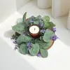 1 Pieza Corona Rústica de Eucalipto Morado Artificial con Vegetación Falsa Corona de Puerta Estilo Granja para Primavera Verano, Decoración de Puerta Principal para Todo el Año, Flores Artificiales para Interiores Exteriores para Hogar Pared Cocina Sala de Estar Porche