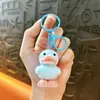 Llavero de Pato Flocado Colgante Lindo para Bolso Llavero de Coche Máquina de Garra Regalo Pequeño Comercio Exterior Al por Mayor