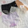 Ropa interior de encaje sexy Calzones de cintura media encantadores transparentes de verano ultradelgados para niña de malla hueca transpirables