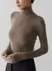 [En Stock] Tejido de cachemira de hilo fino, 60 hilos, engrosado, 48 hilos, sin costuras, completamente formado, top de punto de cuello alto básico para mujer
