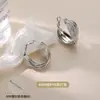 Brincos Argola Lisos Estilo Hong Kong em Prata Pura S999 para Mulheres, Argolas de Orelha Retrô Exageradas de Luxo Leve, Brincos Versáteis Minimalistas de Alta Qualidade