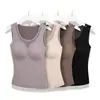 Chaleco térmico de otoño e invierno para mujer con sujetador incorporado, cuello en V, diseño entallado a la cintura, adecuado como capa interior o capa base, ropa interior térmica para mujer