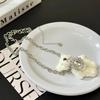 Collar de oso de peluche con incrustaciones de diamantes para niña, colgante largo estilo hip hop, cadena para clavícula, cadena para el cuello, cadena de lana