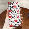 Moda europeia e americana lábios vermelhos, saltos altos, óculos de sol estampa Capa de celular película Galaxy S26 S25 capa rígida de camada única de cobertura total