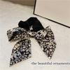 Estilo Francês Preto e Branco Floral Feminino de Alta Qualidade Grande Laço Laço Fita Anel de Cabelo Elegante Combina com Tudo Rabo de Cavalo Faixa de Cabelo Acessórios de Cabelo