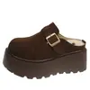 Sandálias Birkenstock de Solado Grosso Femininas para Uso Externo 2026 Novo Outono/Inverno Chinelos de Algodão com Forro de Veludo e Pelo Birkenstock de Calçar Meio Abertos Fechados