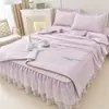 Nuevo Estilo Princesa de Verano Juego de Tres Piezas de Colchoneta Suave de Látex Engrosada Colchoneta de Seda Helada Lavable a Máquina Colchoneta Estilo Falda de Cama