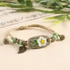 Pulseira de Flor de Cerâmica Tecida à Mão, Joia com Contas Estilo Floresta Retrô, Pulseira Estilo Étnico, Presente Souvenir de Viagem para Mulheres