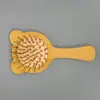 Gatito Oso Bambú Cojín de Aire Bolsa de Aire Cabeza Redonda Peine de Masaje Peluquería Peine para Cabello Rizado Cabeza Cuero Cabelludo Masajeador de Madera Maciza