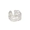 070 Anillo de plata de ley S925 estilo coreano ins diseño de nicho retro desgastado irregular de cara ancha apertura de rama para mujer
