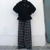 Pantalones a cuadros para mujer para primavera y otoño, pantalones retro estilo coreano ins, pantalones casuales rectos de pierna ancha de cintura alta sueltos, moda