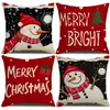 Capas de almofada de Natal outono e inverno transfronteiriças, capas de almofada de sofá, almofadas decorativas de linho estampadas, atmosfera de Natal no atacado