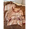 Pijama Retro Suave de Lunares Rojos con Mangas Largas para Mujer 2026 Nuevo Estilo Otoño Color Dulce Bloque de Color Ribete Pantalones Largos Conjunto para Casa