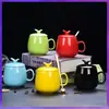 Caneca Cerâmica Personalizada com Tampa e Colher Caneca para Casal Fashion Caneca de Casa Caneca Fofa para Chá para Homens e Mulheres
