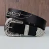 Moda Europeia e Americana Punk Personalidade Tendência Padrão Cobra Strass Cinto Masculino Rebite Metal Y2K Calça Cinto Feminino Atacado
