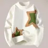 Suéter Jovem de Design de Nicho para Homens, Malha Quente Casual para Outono e Inverno, Suéter Jaqueta de Tricô Básico da Moda para Casais