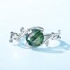 Anillo de musgo verde de plata S925 transfronterizo, anillo de ágata de hierba acuática viva, moda de lujo ligero, estilo europeo y americano, superventas