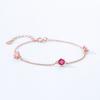Nova Pulseira de Prata Esterlina S925 com Diamante Vermelho Rosa Cintilante para Mulheres Elegante Doce Zircônia Rosa Joia Banhada a Ouro Rosa