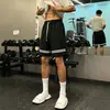 Shorts Esportivos Cinza Listrado para Homens, Calças Casuais Pesadas de Verão para Academia, Basquete, Shorts Retos de Cinco Pontos Estilo Americano para Homens